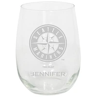 Seattle Mariners 15oz. Personalized Stemless Etched Glass Tumbler