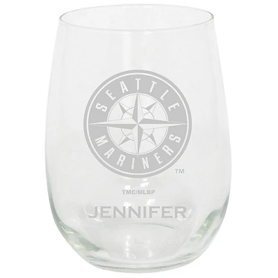 Seattle Mariners 15oz. Personalized Stemless Etched Glass Tumbler