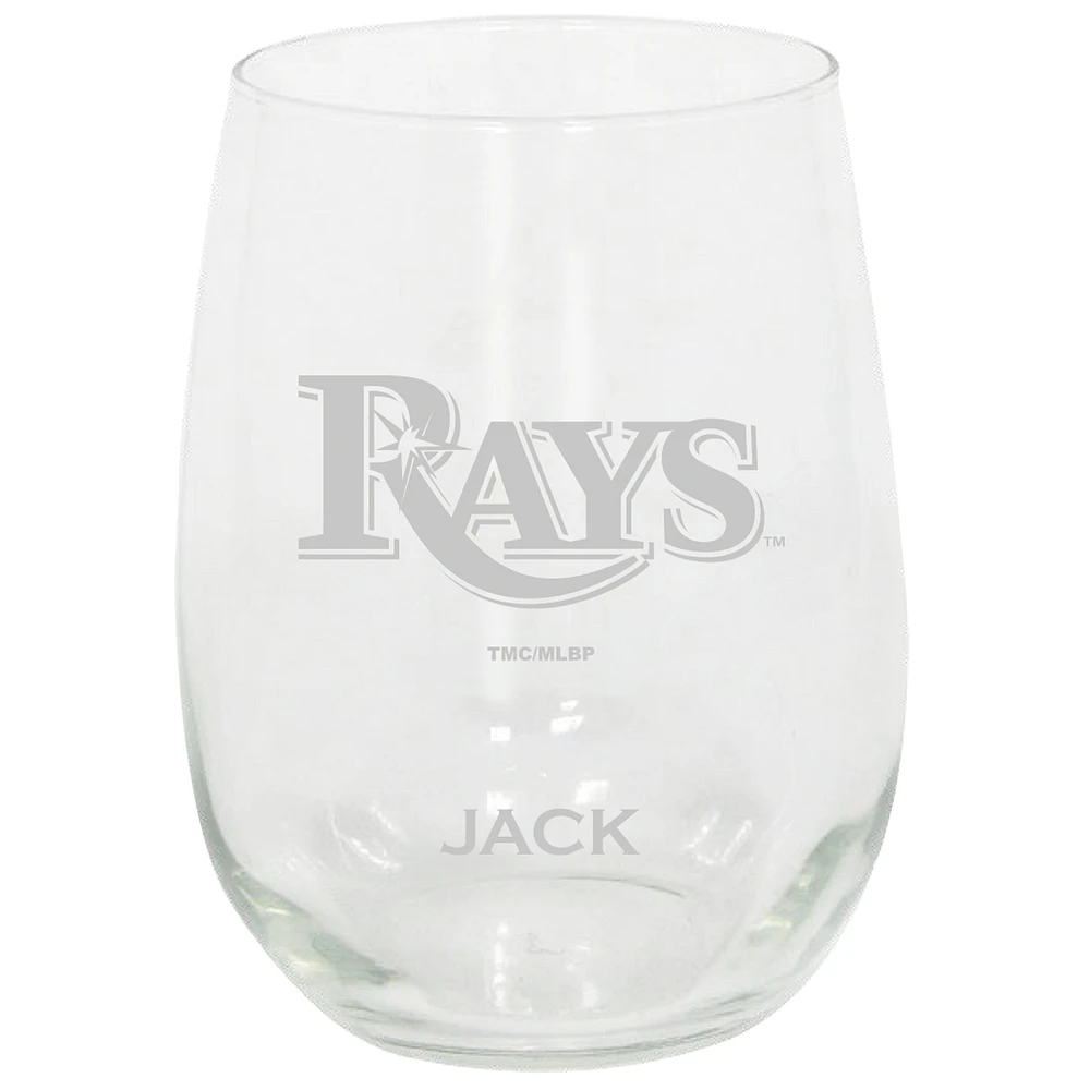 Tampa Bay Rays 15oz. Personalized Stemless Etched Glass Tumbler