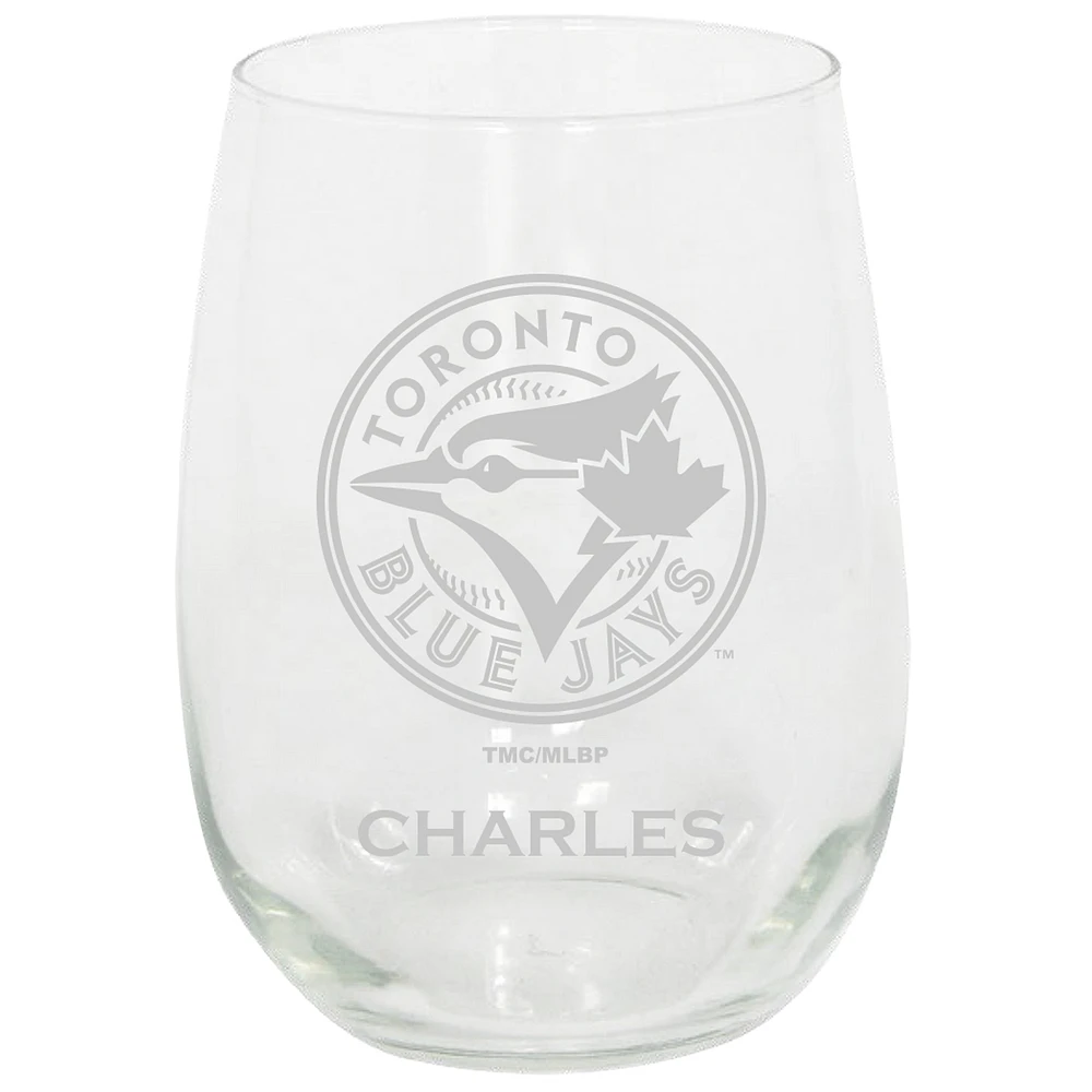 Toronto Blue Jays 15oz. Personalized Stemless Etched Glass Tumbler