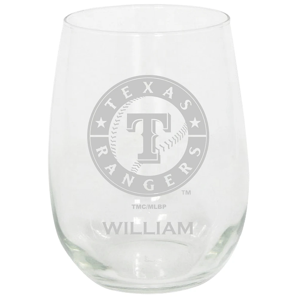 Texas Rangers 15oz. Personalized Stemless Etched Glass Tumbler