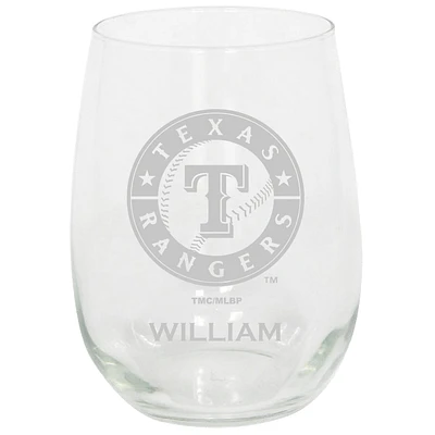 Texas Rangers 15oz. Personalized Stemless Etched Glass Tumbler