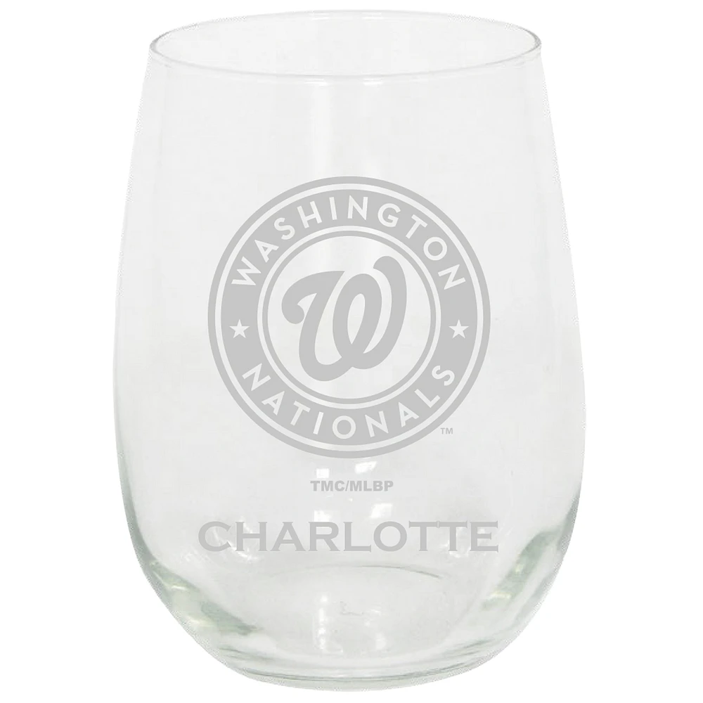 Washington Nationals 15oz. Personalized Stemless Etched Glass Tumbler