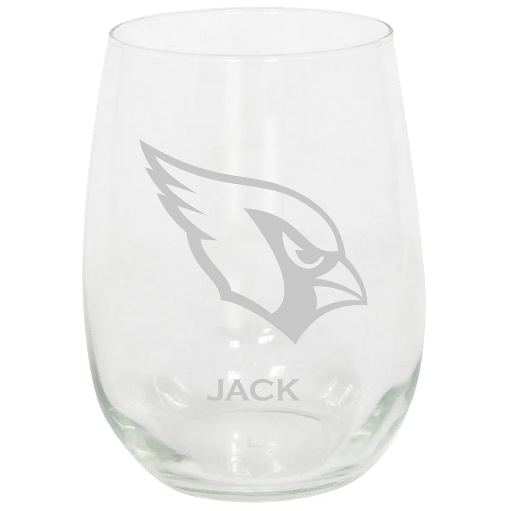 Arizona Cardinals 15oz. Personalized Stemless Etched Glass Tumbler