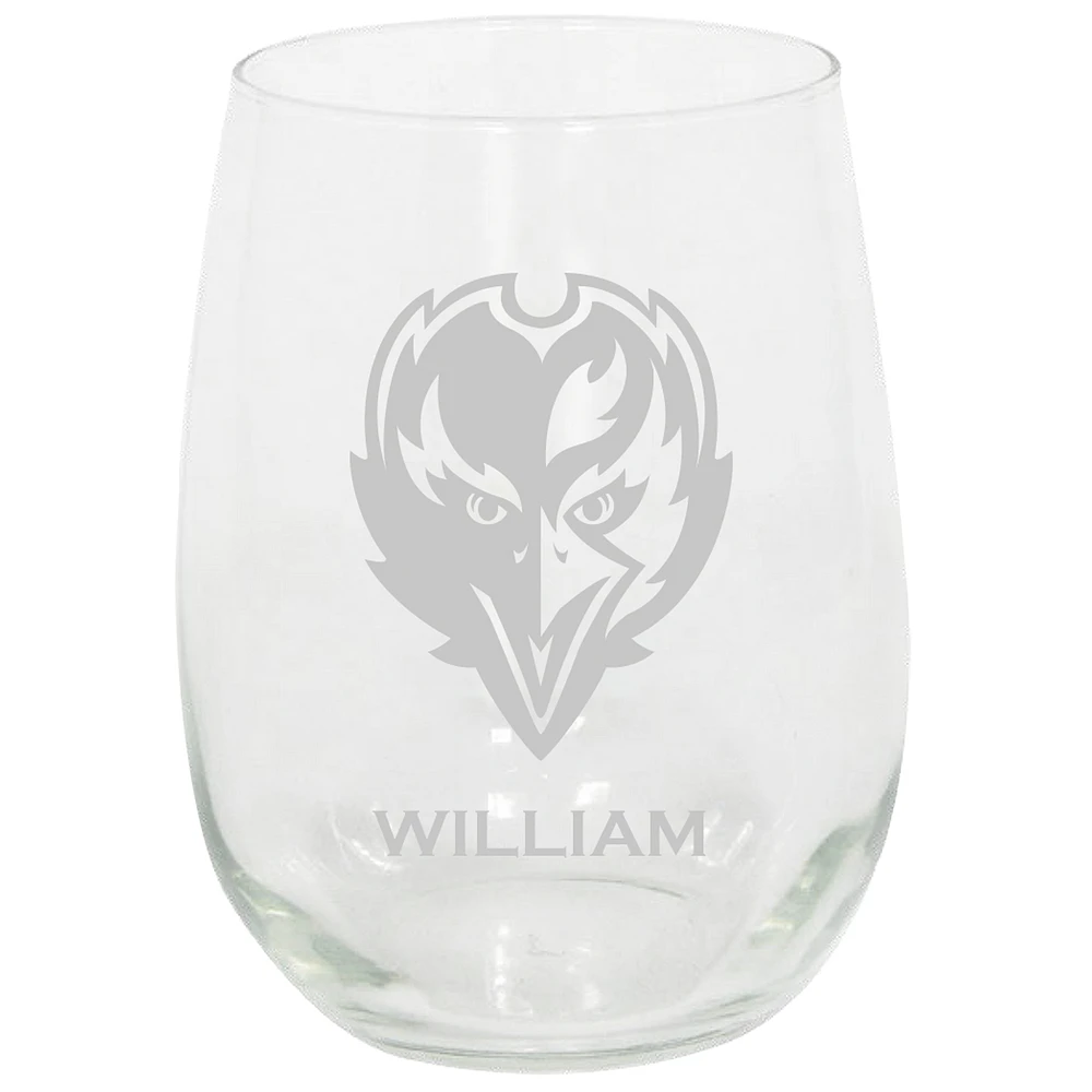 Baltimore Ravens 15oz. Personalized Stemless Etched Glass Tumbler