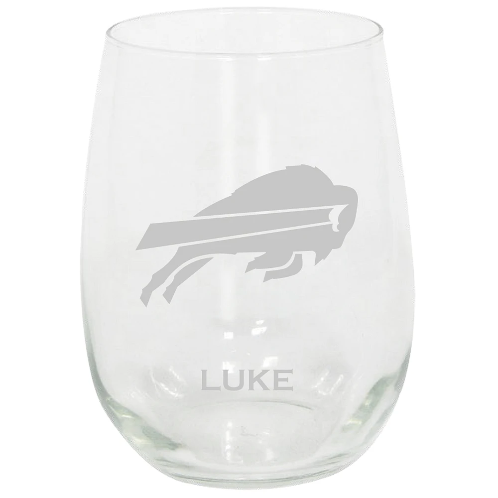 Buffalo Bills 15oz. Personalized Stemless Etched Glass Tumbler
