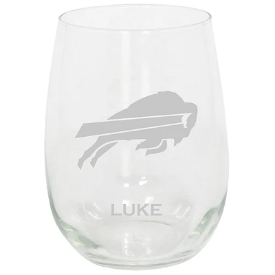 Buffalo Bills 15oz. Personalized Stemless Etched Glass Tumbler