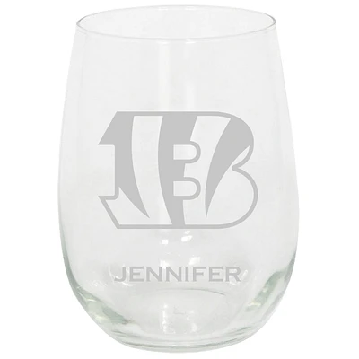 Cincinnati Bengals 15oz. Personalized Stemless Etched Glass Tumbler