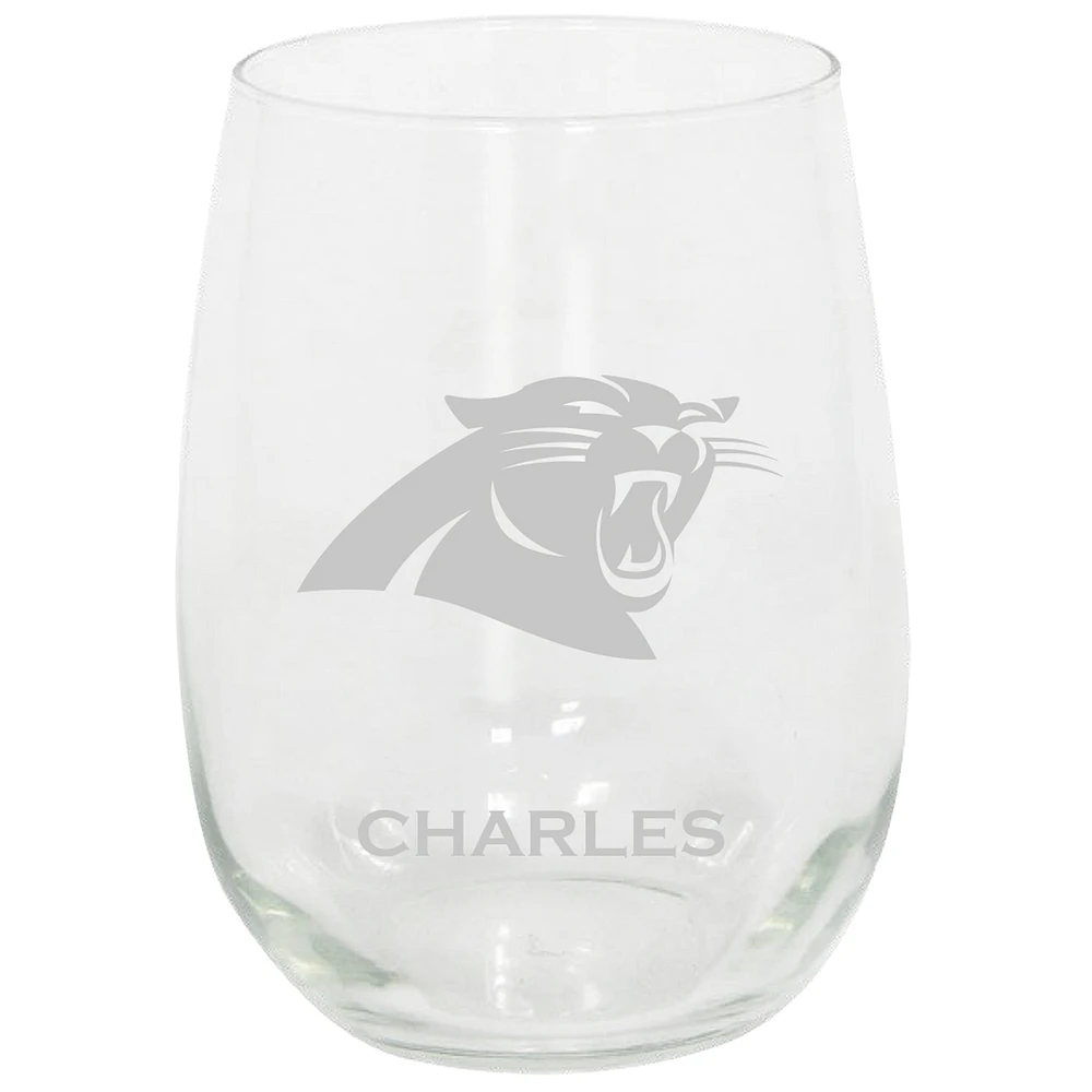 Carolina Panthers 15oz. Personalized Stemless Etched Glass Tumbler