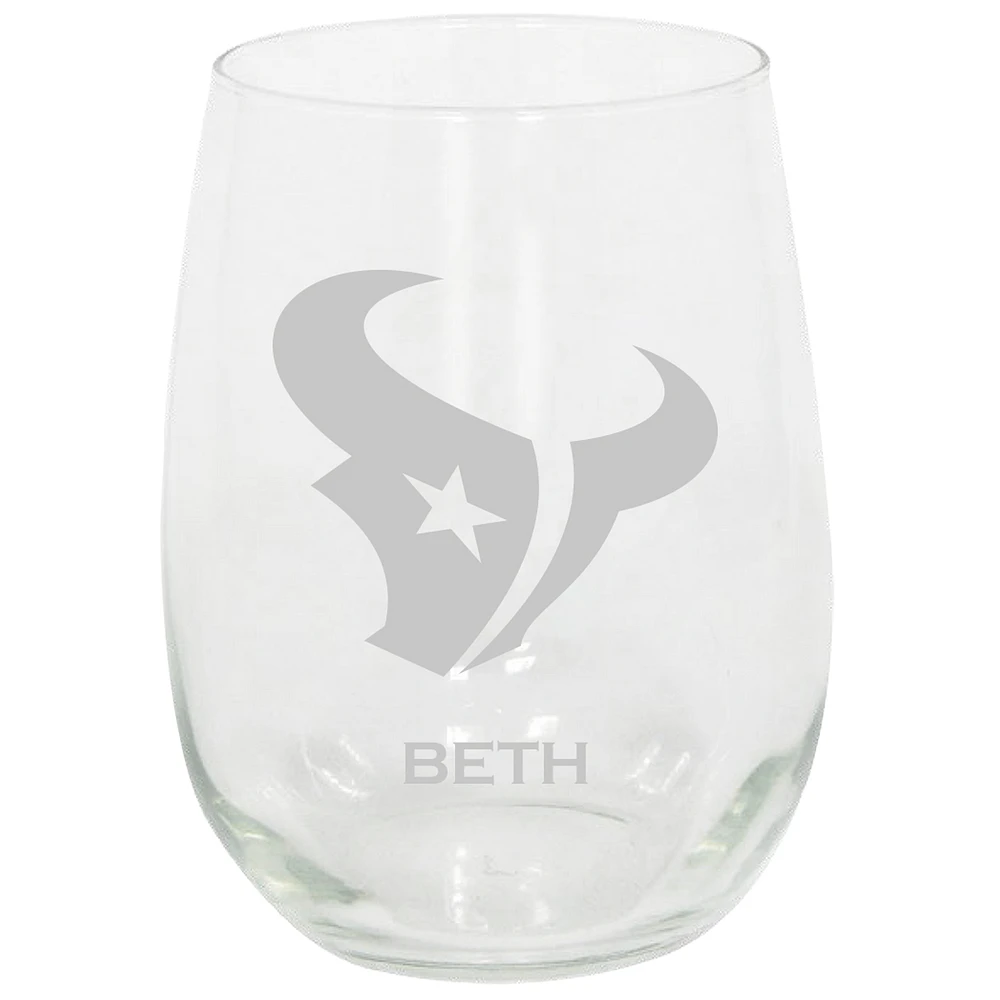 Houston Texans 15oz. Personalized Stemless Etched Glass Tumbler