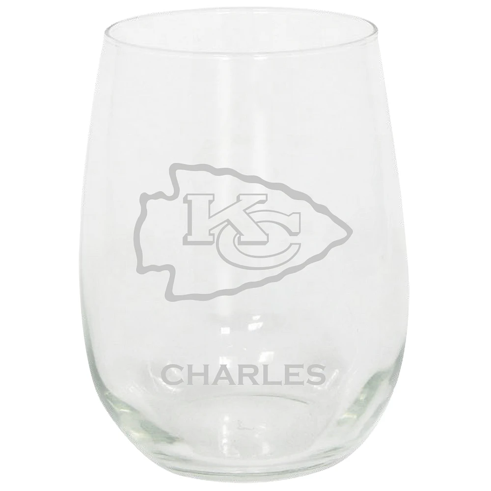 Kansas City Chiefs 15oz. Personalized Stemless Etched Glass Tumbler