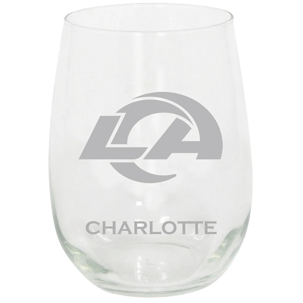 Los Angeles Rams 15oz. Personalized Stemless Etched Glass Tumbler