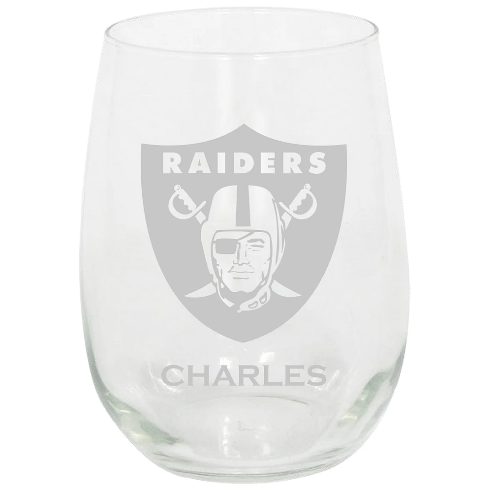 Las Vegas Raiders 15oz. Personalized Stemless Etched Glass Tumbler