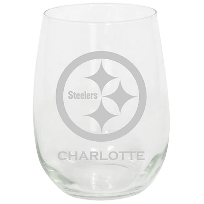 Pittsburgh Steelers 15oz. Personalized Stemless Etched Glass Tumbler