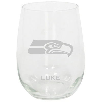Seattle Seahawks 15oz. Personalized Stemless Etched Glass Tumbler