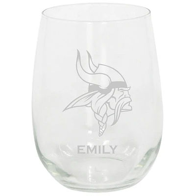 Minnesota Vikings 15oz. Personalized Stemless Etched Glass Tumbler