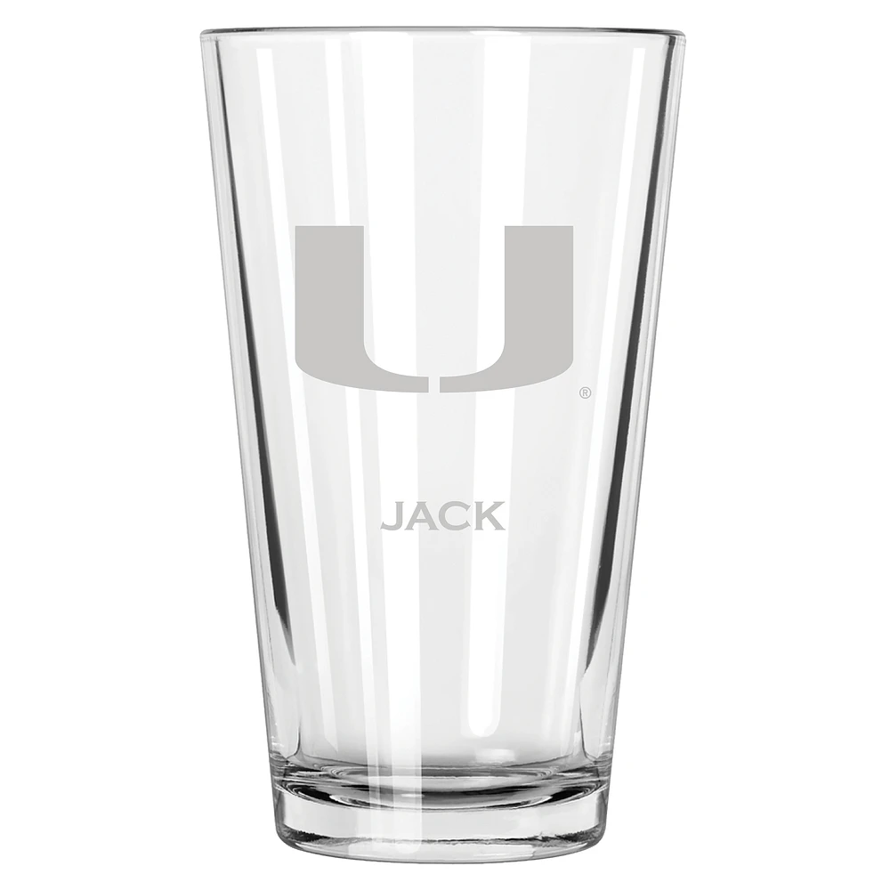Miami Hurricanes 16oz. Personalized Etched Pint Glass