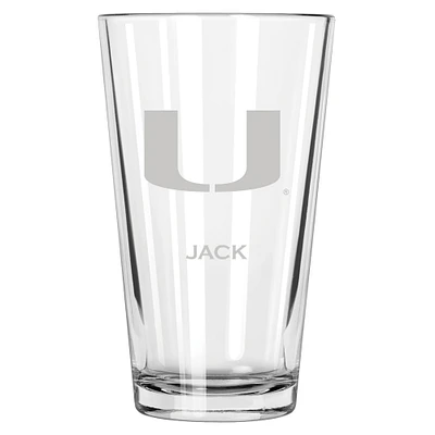 Miami Hurricanes 16oz. Personalized Etched Pint Glass