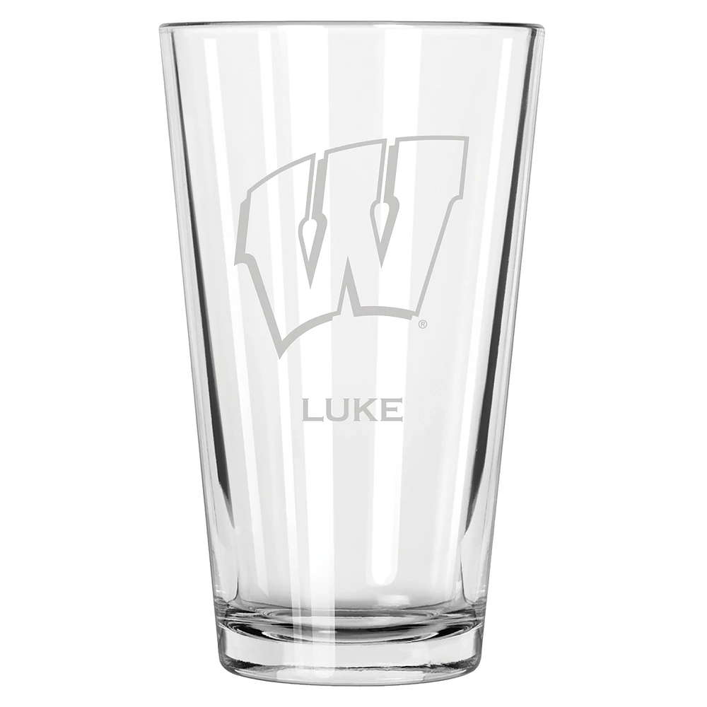 Wisconsin Badgers 16oz. Personalized Etched Pint Glass