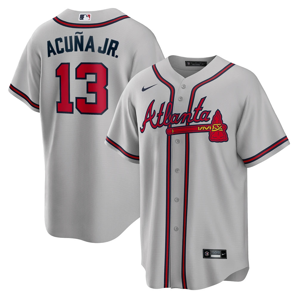 Men's Nike Ronald Acuna Jr. Gray Atlanta Braves Road Replica Player Name Jersey