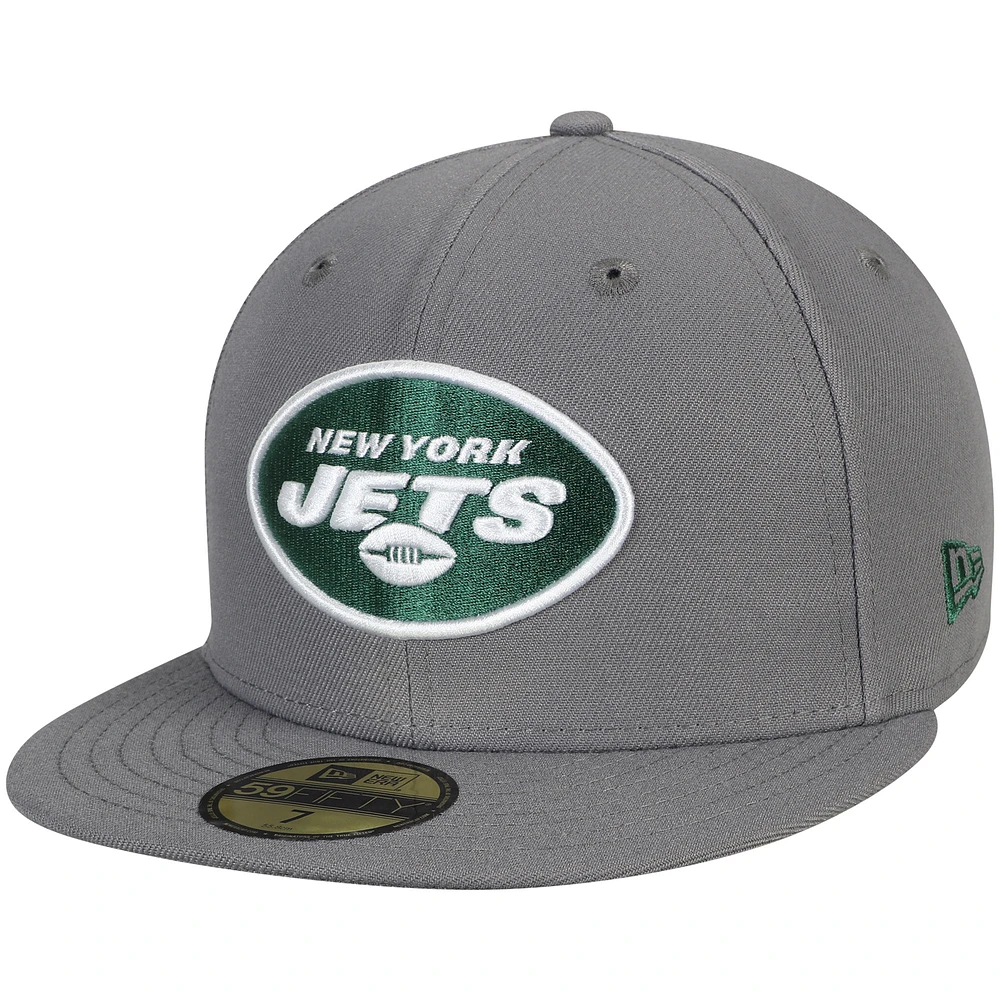 Men's New Era Graphite York Jets Storm 59FIFTY Fitted Hat