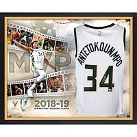 Giannis Antetokounmpo Milwaukee Bucks Framed Autographed Nike White Swingman Jersey 2019 NBA MVP Collage