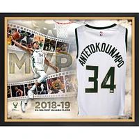 Giannis Antetokounmpo Milwaukee Bucks Framed Autographed Nike White Swingman Jersey 2019 NBA MVP Collage