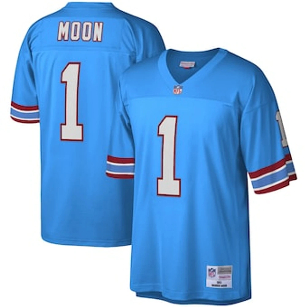 Men's Mitchell & Ness Warren Moon Light Blue Houston Oilers Legacy Replica Jersey