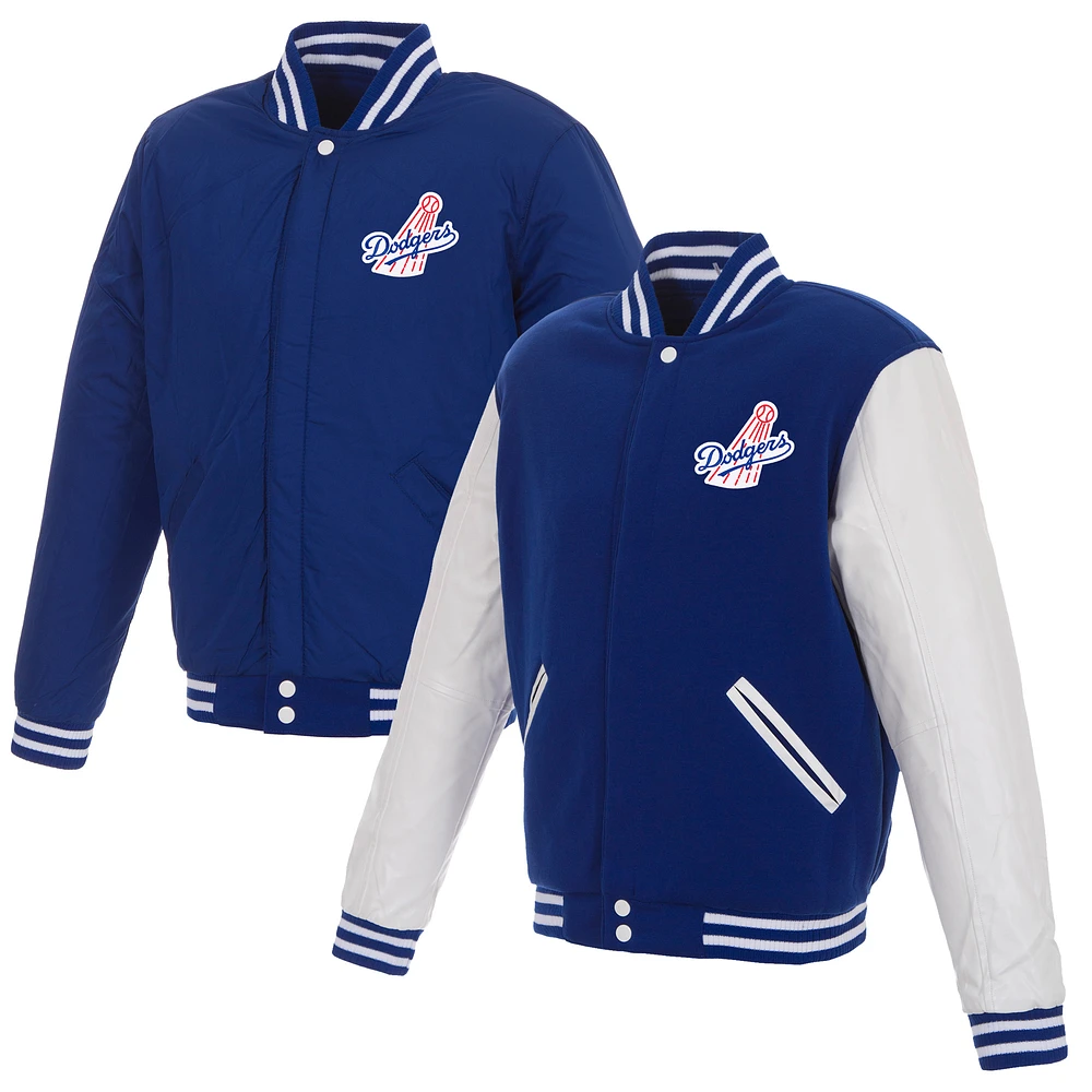 Men's JH Design Royal/White Los Angeles Dodgers Reversible Full-Snap Fleece Jacket