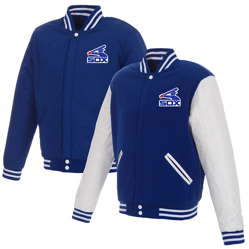 Men's JH Design Royal/White Chicago White Sox Reversible Full-Snap Fleece Jacket