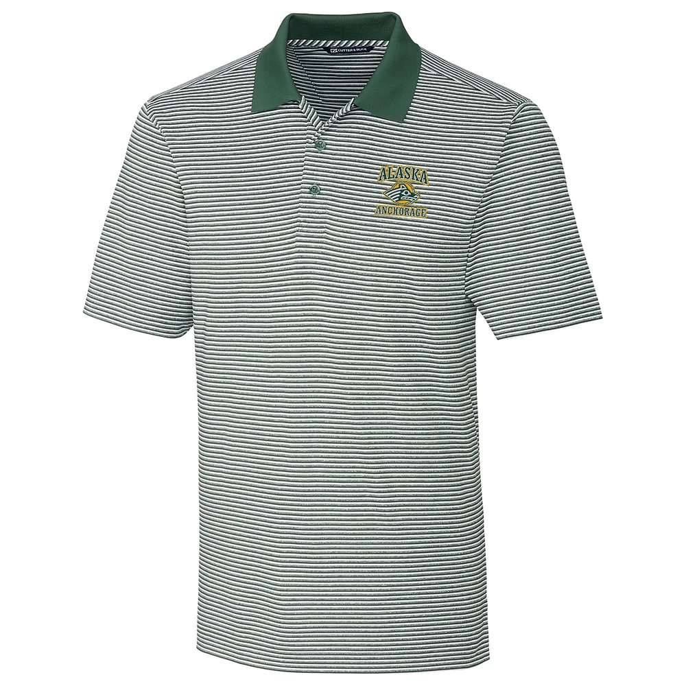 Men's Cutter & Buck Green Alaska Anchorage Seawolves Big Tall Forge Tonal Stripe Polo