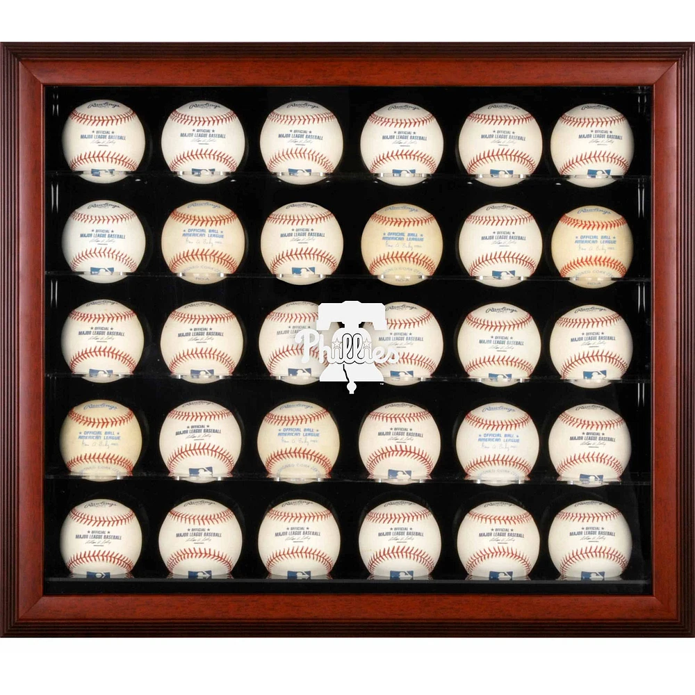Philadelphia Phillies 2019 Logo Mahogany Framed 30-Ball Display Case