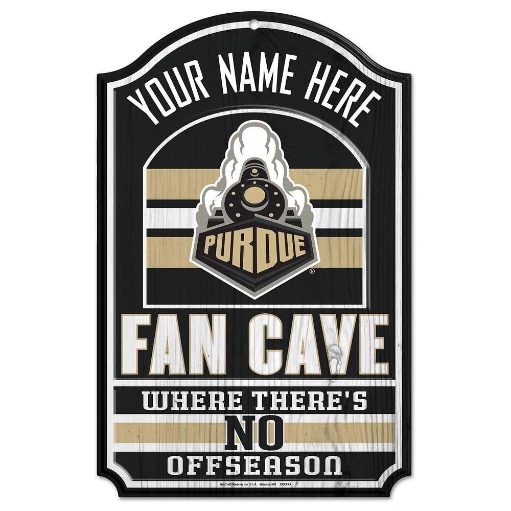 WinCraft Purdue Boilermakers Personalized 11'' x 17'' Fan Cave Wood Sign