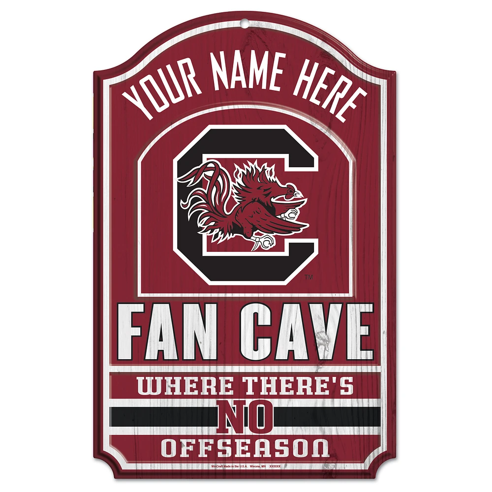WinCraft South Carolina Gamecocks Personalized 11'' x 17'' Fan Cave Wood Sign