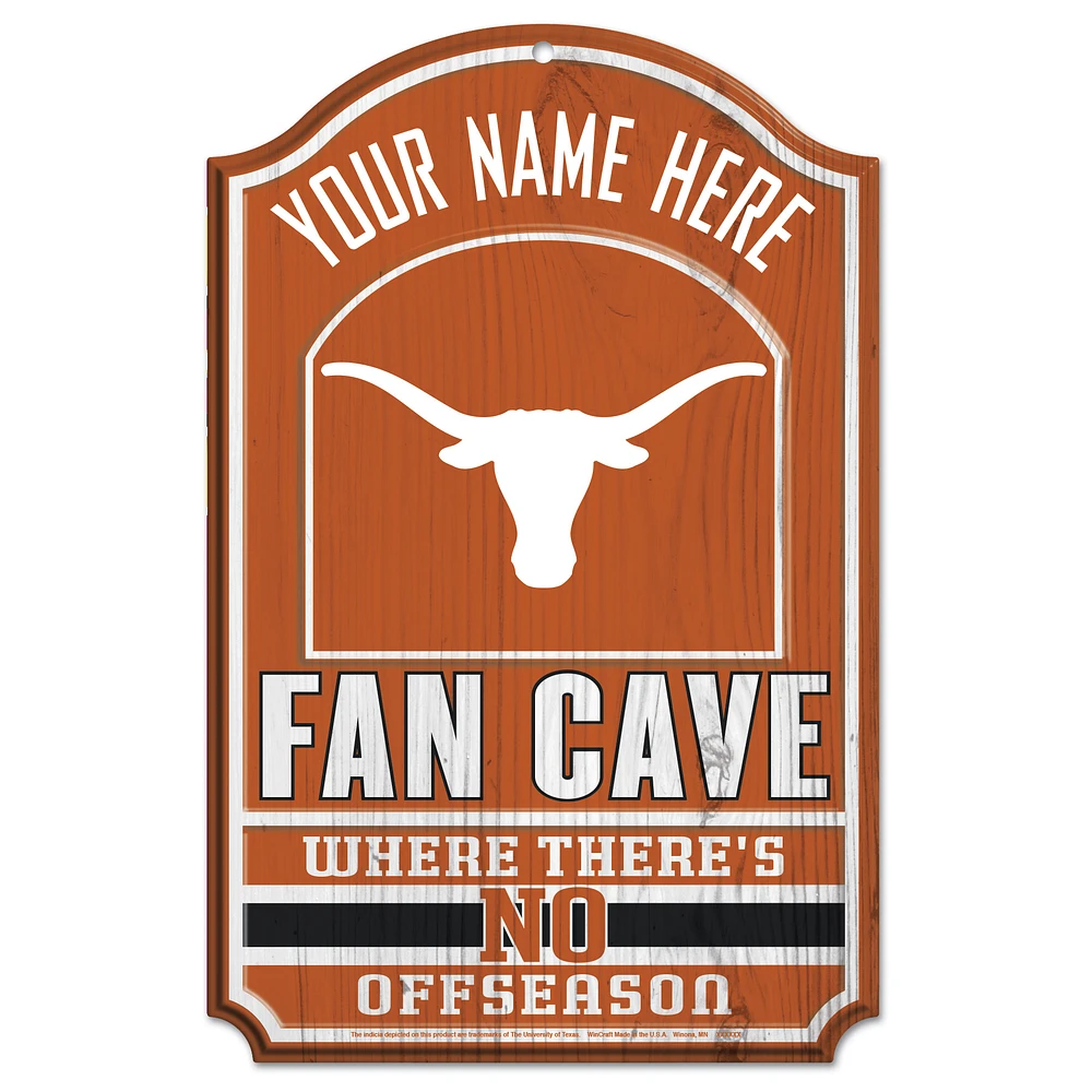 WinCraft Texas Longhorns Personalized 11'' x 17'' Fan Cave Wood Sign