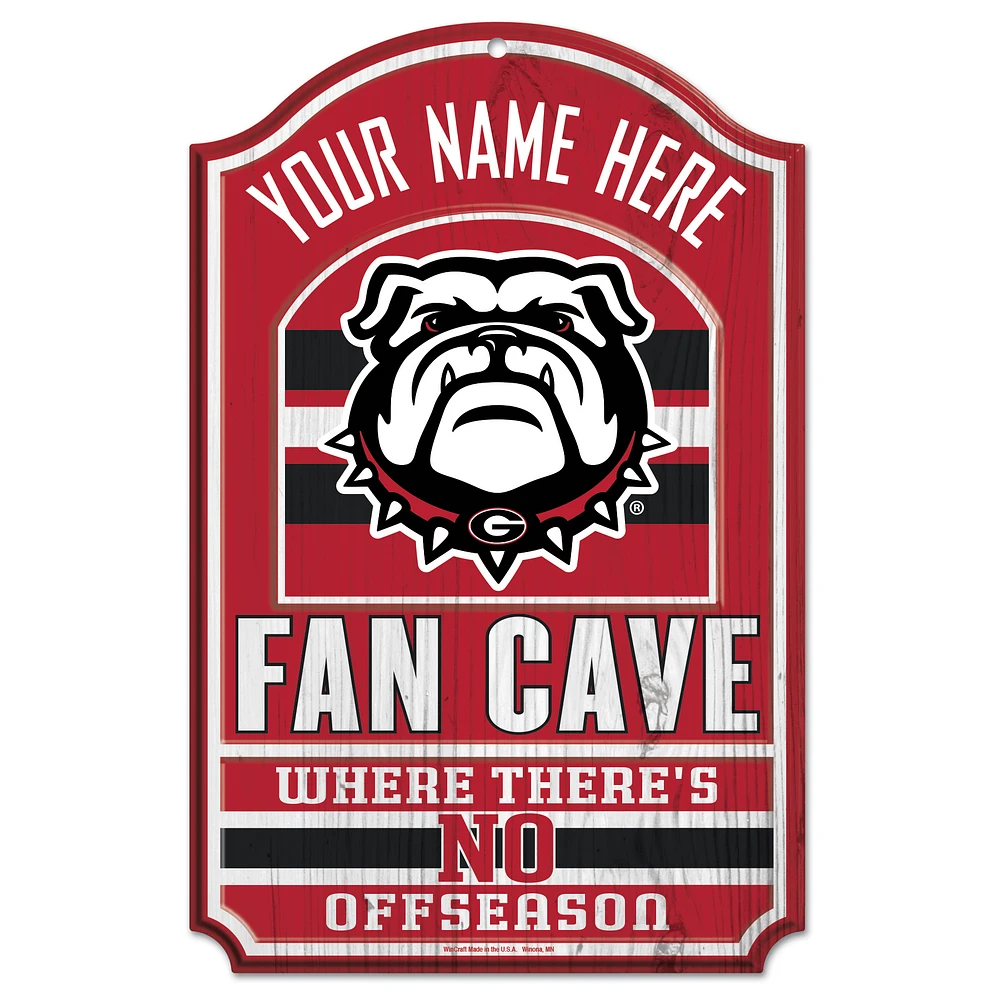 WinCraft Georgia Bulldogs Personalized 11'' x 17'' Fan Cave Wood Sign