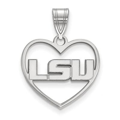 Women's LSU Tigers Sterling Silver Logo Heart Pendant