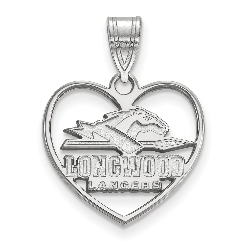 Women's Longwood Lancers Sterling Silver Logo Heart Pendant