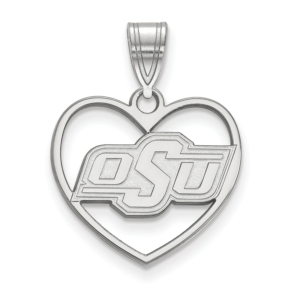 Women's Oklahoma State Cowboys Sterling Silver Logo Heart Pendant