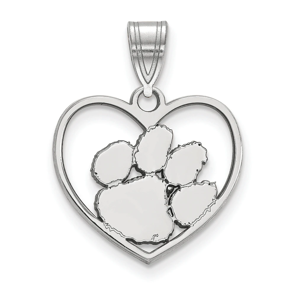 Women's Clemson Tigers Sterling Silver Logo Heart Pendant