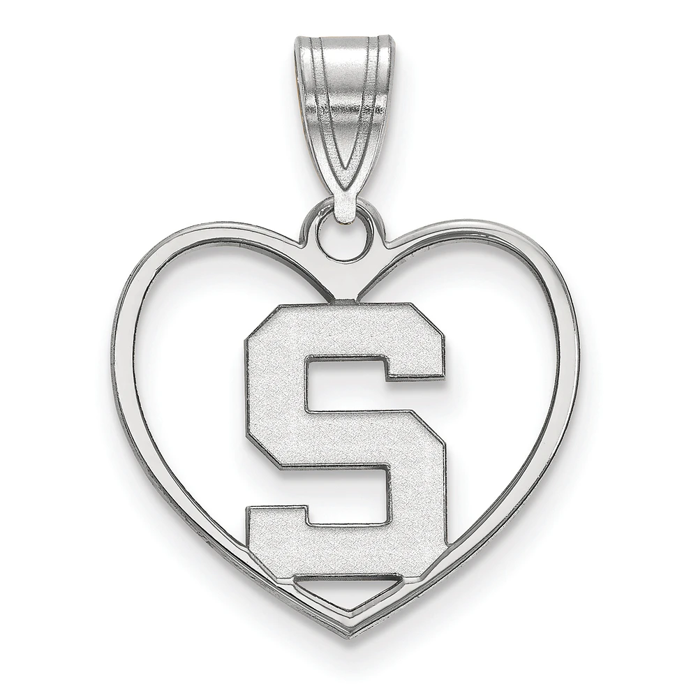 Women's Michigan State Spartans Sterling Silver Logo Heart Pendant