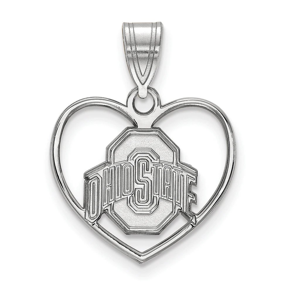 Women's Ohio State Buckeyes Sterling Silver Logo Heart Pendant