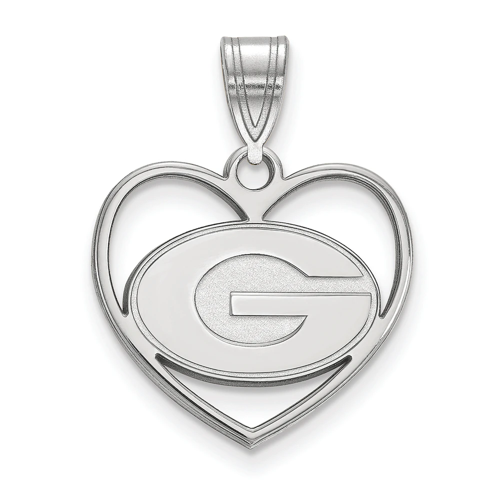 Women's Georgia Bulldogs Sterling Silver Logo Heart Pendant