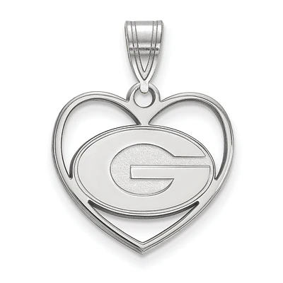 Women's Georgia Bulldogs Sterling Silver Logo Heart Pendant
