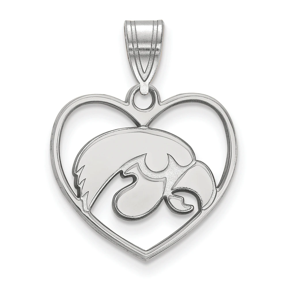 Women's Iowa Hawkeyes Sterling Silver Logo Heart Pendant