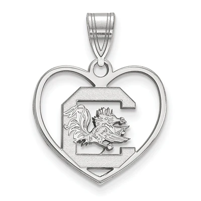 Women's South Carolina Gamecocks Sterling Silver Logo Heart Pendant