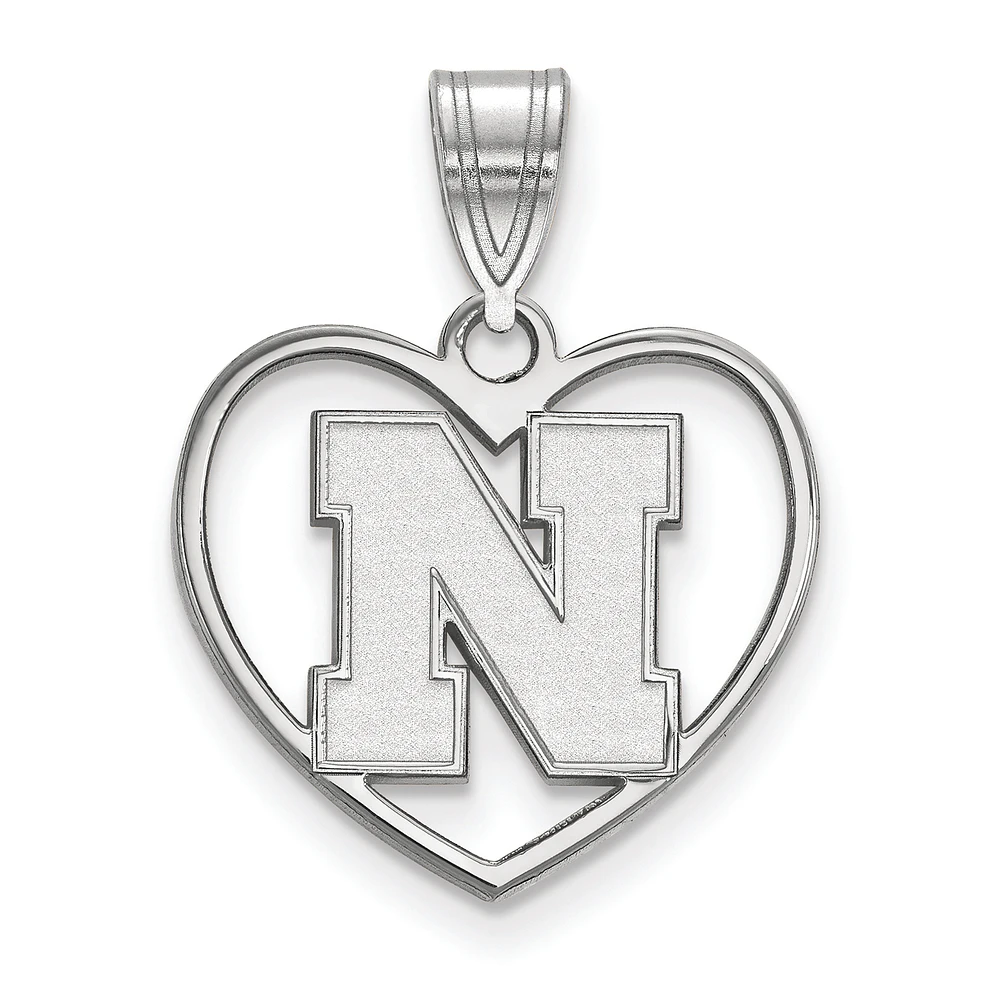 Women's Nebraska Huskers Sterling Silver Logo Heart Pendant