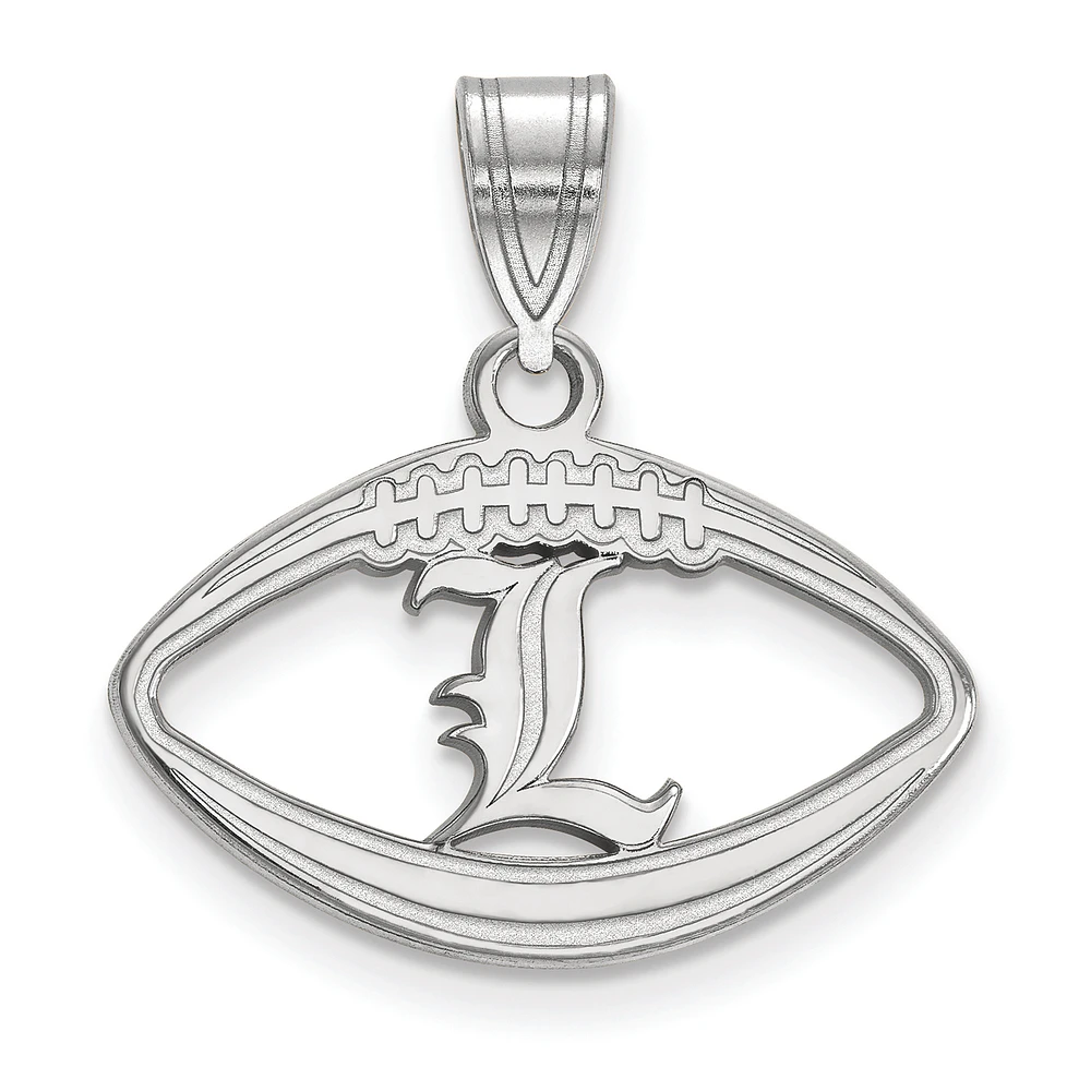 Women's Louisville Cardinals Sterling Silver Script Logo Football Pendant