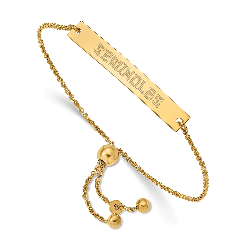 Women's Florida State Seminoles Sterling Silver Gold-Plated Adjustable Bar Bracelet