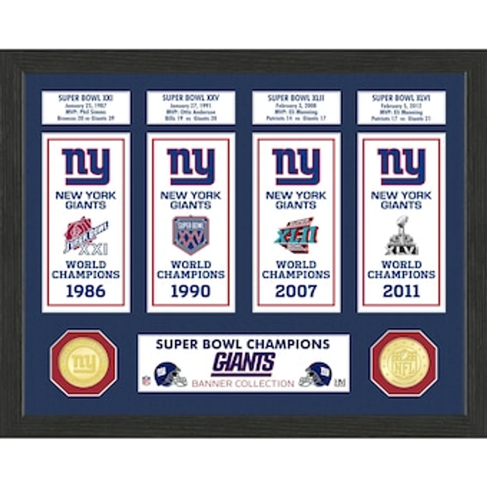 Highland Mint New York Giants 12'' x 15'' Super Bowl Banner Collection Photo Mint